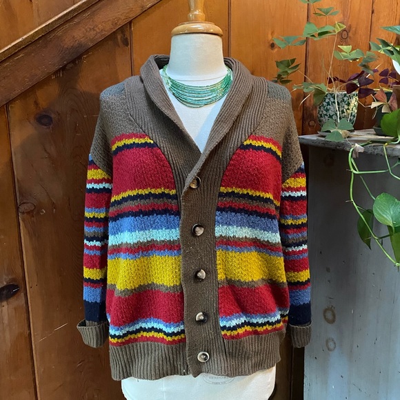 OC Order Plus Multi Stripe Boxy Cardigan - Picture 3 of 5
